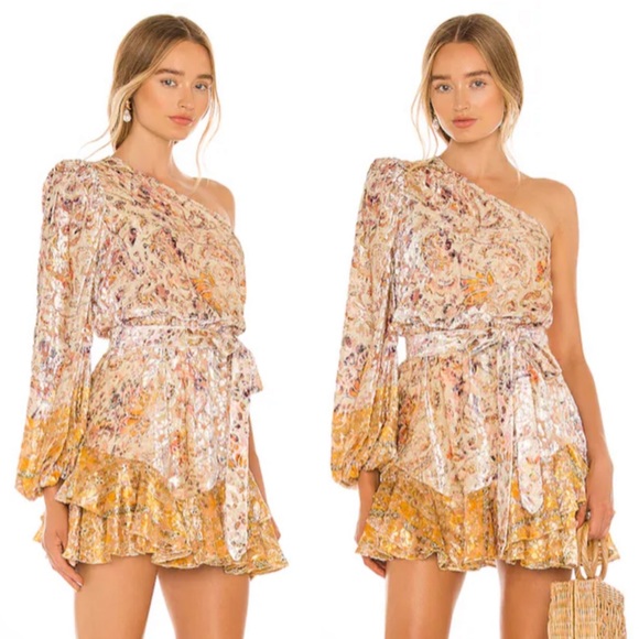 HEMANT AND NANDITA Kalon One Shoulder Belted Mini Dress White Cyber Size Small - Picture 3 of 11